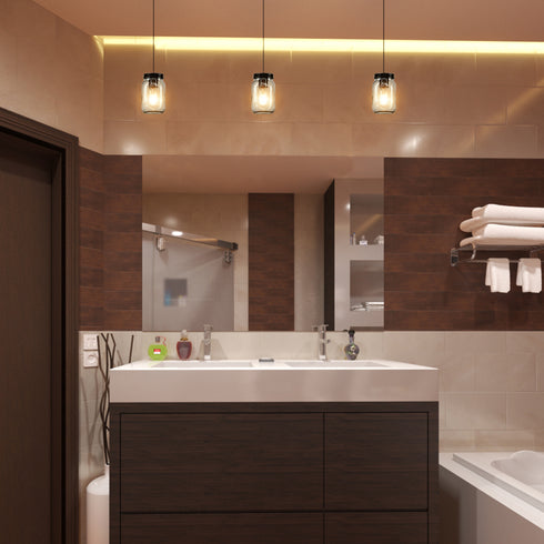 Industrial Mason Jar Plug-in Pendant Light Bronze Finish